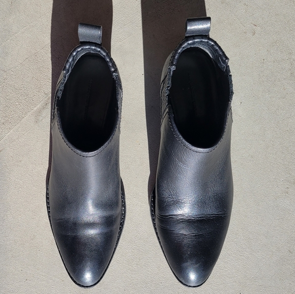 Alexander Wang Kori Bootie With Rhodium Leather Black Chelsea Ankle Cutout 37.5 - Picture 4 of 16